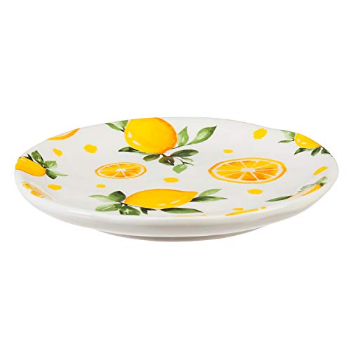 Lemon Drop Ceramic Appetizer Plates with Caddy - 6 x 6 x 5 Inches ...