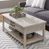 Modern And Unique Style Wood Coffee Table Functionality Farmhouse Lift Top Hidden Storage Rustic White Finish 0 100x100
