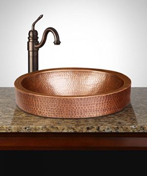 Monarch Pure Copper Hand Hammered Skirted Sink 17 Inches Drop In Or Vessel 0 3 300x360