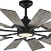 Monte Carlo 14PRR62AGPD Prairie Windmill Energy Star 62 Outdoor Ceiling Fan With LED Light And Hand Remote Control 14 Wood Blades Aged Pewter 0 100x100