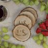Personalized Rustic Tree Slice Coaster Set Engraved Wood Initials With Wreath 0 100x100