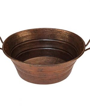 Premier Copper Products VOB16DB 19 Inch Oval Bucket Vessel Hammered Copper Sink With Handles 0 300x360