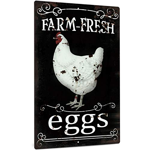 Putuo Decor Chicken Coop Signs Farm Decor For Country Cottage Kitchen 12x8 Inches Aluminum Metal Wall Sign Farm Fresh Eggs 0