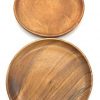 SDS Acacia Wood Plates Wooden Round Serving Tray Set Of 2 Round Appetizer Plates 10 Inch 0 100x100