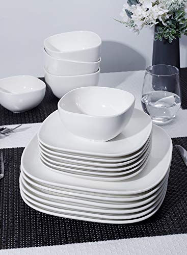 Sweese 152001 Porcelain Square Dinner Plates 10 Inch Set Of 6 White 0 3