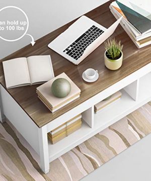 TANGKULA Wood Lift Top Coffee Table Modern Coffee Table WHidden Compartment And Open Storage Shelf For Living Room Office Reception Room Lift Coffee Table White 0 1 300x360