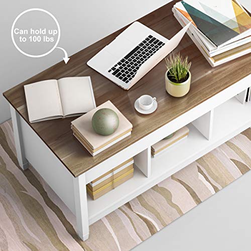 TANGKULA Wood Lift Top Coffee Table Modern Coffee Table WHidden Compartment And Open Storage Shelf For Living Room Office Reception Room Lift Coffee Table White 0 1