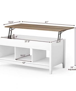 TANGKULA Wood Lift Top Coffee Table Modern Coffee Table WHidden Compartment And Open Storage Shelf For Living Room Office Reception Room Lift Coffee Table White 0 3 300x360