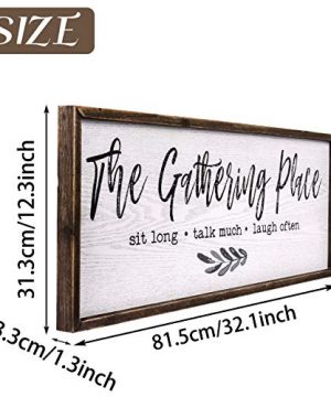 TERESAS COLLECTIONS Gather Sign Large Farmhouse Kitchen Wall Sign Wooden Family Sign Rustic Wall Art Decor Sign For Dining Room Home Decor The Gathering Place 32 X 12 Inch 0 4 300x360