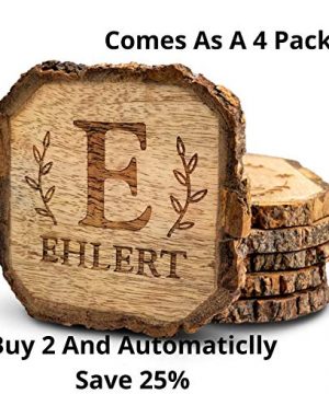 Wooden Rustic Farmhouse Coasters Set Of Wood Coasters Personalized 4 Pack 0 2 300x360
