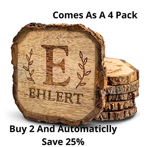 Wooden Rustic Farmhouse Coasters Set Of Wood Coasters Personalized 4 Pack 0 2