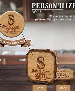 Wooden Rustic Farmhouse Coasters Set Of Wood Coasters Personalized 4 Pack 0 300x360