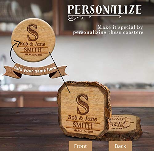 Wooden Rustic Farmhouse Coasters Set Of Wood Coasters Personalized 4 Pack 0