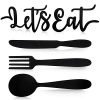 Yerliker 5 Pieces Lets Eat Sign Wooden Fork Spoon Knife Sign Wall Decor Rustic Cutout Eat Kitchen Decor For Home Dining Living Room Bar Cafe Restaurant Black 0 100x100