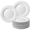 AmHomel 12 Piece Advanced Dinner PlatesPorcelain PlateRound Dessert PlatesBright White Dinnerware Sets 105 Inch White 0 100x100