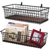 2 Set Extra Large Portable Metal Farmhouse Wall Decor Storage Organizer Basket Bin With Handles And Floating Shelves For Hanging In BathroomKitchenOffice Wall Mount Hooks Included 2 Black 0 100x100