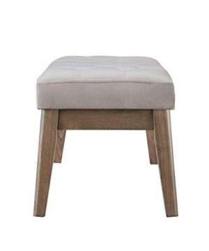 24KF Velvet Upholstered Tufted Bench With Solid Wood LegOttoman With Padded Seat Taupe 0 2 300x360