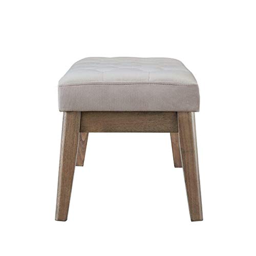 24KF Velvet Upholstered Tufted Bench With Solid Wood LegOttoman With Padded Seat Taupe 0 2