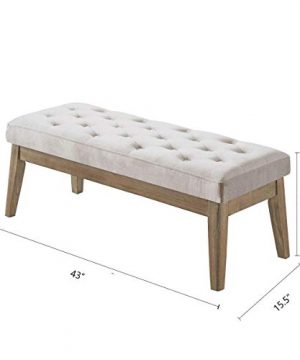 24KF Velvet Upholstered Tufted Bench With Solid Wood LegOttoman With Padded Seat Taupe 0 4 300x360