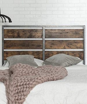 48 Rustic Industrial Queen Size Metal Wood Plank Panel Headboard Brown 0 300x360