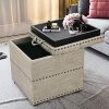 Asense Modern Fabric Storage Ottoman Footrest Stool With Removable Lid Padded Seat Side Tables For Bedroom Living Room Porch 0 100x100
