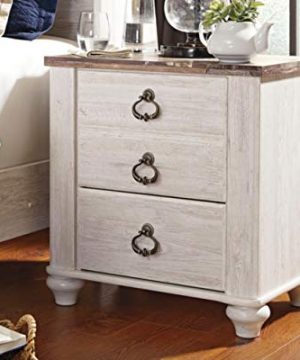 Ashley Furniture Signature Design Willowton Nightstand Rustic Farmhouse Style White Wash 0 0 300x360