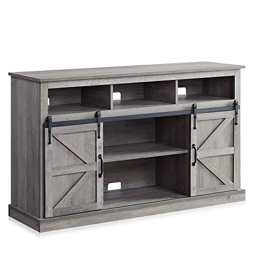 BELLEZE Parker 52 TV Stand Sliding Console For TVs Up To 60 Entertainment Center Gray Wash 0 1