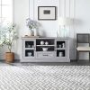 BELLEZE Trussati 62 TV Stand Console Fit TVs Up To 70 Entertainment Center Drawer Storage Shelves Cabinet Stone Grey 0 100x100