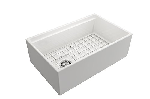 BOCCHI 1344 001 0120 Contempo Workstation Apron Front Step Rim Fireclay 30 In Single Bowl Kitchen Sink With Accessories In White 0 2