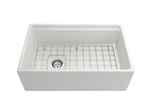 BOCCHI 1344 001 0120 Contempo Workstation Apron Front Step Rim Fireclay 30 In Single Bowl Kitchen Sink With Accessories In White 0 3