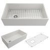 BOCCHI 1354 001 0120 Contempo Apron Front Fireclay 36 In Single Bowl Kitchen Sink With Protective Bottom Grid And Strainer In White 0 100x100