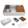BOCCHI 1505 001 0120 Contempo Workstation Apron Front Step Rim Fireclay 36 In Single Bowl Kitchen Sink With Accessories In White 0 100x100