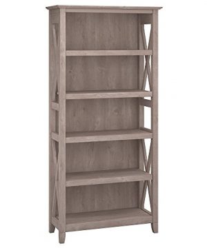 Bush Furniture Key West Collection 5 Shelf Bookcase In Washed Gray 0 300x360