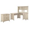 Bush Furniture Salinas L Shaped Desk With Hutch And Lateral File Cabinet 60W Antique White 0 100x100