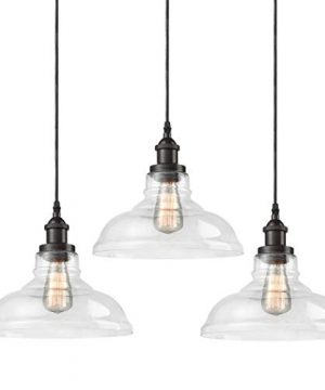 CLAXY Ecopower Industrial Pendant Lighting Glass Oil Rubbered Bronze Hanging Light Fixtures 3 Pack 0 300x360