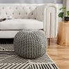 Cheer Collection 18 Round Pouf Ottoman Chunky Hand Knit Decorative And Comfortable Foot Rest Gray 0 100x100