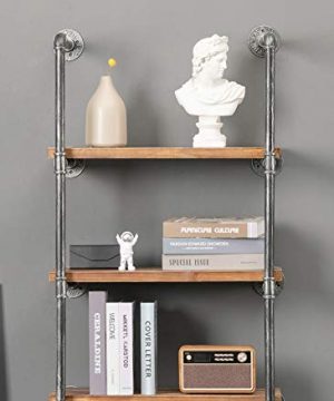 DOFURNILIM Industrial Iron Pipe Wall Shelf Shelves Shelving Brackets Vintage Retro Black DIY Open BookcasesFloating ShelvesStorage Office Home Kitchen 3 Tier With 24 Planks 0 300x360