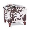 Edeco Modern Square Ottoman Foot Rest StoolSeat Pouf Ottoman With Linen Fabric And Non Skid Wooden Legs Brown Cow 0 100x100