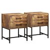FUFUGAGA Set Of 2 Nightstand Modern Bedside Table With Black Metal Legs Minimalist And Versatile End Side Table 2 Drawers 177 W X 157 D X 228 H Rustic Brown 0 100x100