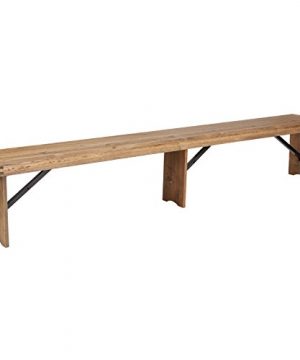 Flash Furniture HERCULES Series 8 X 12 Antique Rustic Solid Pine Folding Farm Bench With 3 Legs 0 300x360