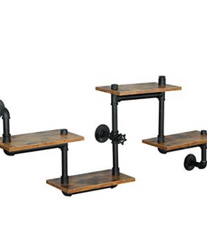 HEONITURE Industrial Pipe Shelving Pipe Shelves With Wood Planks Floating Shelves Wall Mounted Retro Rustic Industrial Shelf For Bar Kitchen Living Room 0 300x360