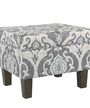 HomePop Square Storage Ottoman With Hinged Lid Greay Damask 0 300x360