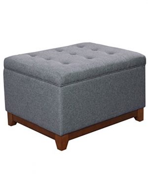 HomePop Upholstered Chunky Textured Tufted Storage Ottoman With Hinged Lid Gray 0 300x360
