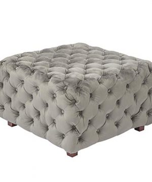Homebeez Velvet Ottoman Bench Cube Foot Rest Stool Square Coffee Table289 W Gray 0 300x360