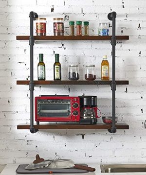 Homissue 3 Tier Industrial Solid Wood Pipe Wall Shelving UnitWall Shelf For Living Room 0 300x360