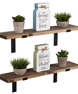 Imperative Decor Rustic Wood Floating Shelves Wall Mounted Storage Shelf With L Brackets USA Handmade Set Of 2 Special Walnut 24 X 55 0 300x360
