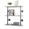 Industrial Pipe Shelf Wall MountedSteampunk Real Wood Book Shelves3 Tier Rustic Metal Floating ShelvesWall Shelving Unit Bookshelf Hanging Wall ShelvesFarmhouse Kitchen Bar Shelving24in 0 100x100