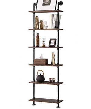Industrial Pipe Shelves Rustic Wood Ladder Bookshelf Wall Mounted Shelf For Living Room Decor And Storage 0 300x360