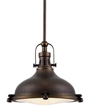 Kira Home Beacon 11 Industrial FarmhouseNautical Pendant Light With Round Fresnel Glass Lens Adjustable Hanging Height Oil Rubbed Bronze Finish 0 300x360