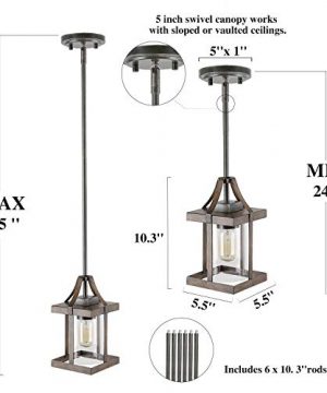 LNC A03408 Faux Wood Pendant Lighting Farmhouse Hanging Fixture With Glass Shades For Kitchen Island Bedroom Dining Room Hallway And Foyer A03408 Brown 0 300x360